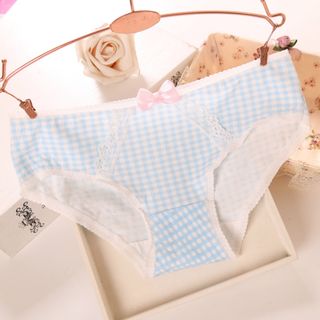 RẺ VÔ ĐỊCH Quần Lót Kẻ Caro Kèm Nơ Phong Cách Hàn Quốc Siêu Dễ Thương
