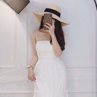 đầm maxi 2 dây nhiều tầng