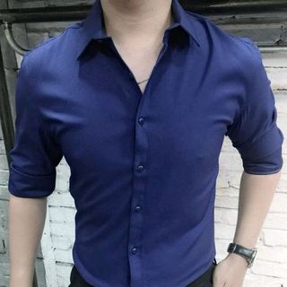 Áo sơ mi nam nam trơn phong cách Hàn Quốc