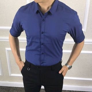 Áo sơ mi nam nam trơn phong cách Hàn Quốc