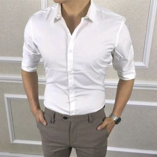 Áo sơ mi nam nam trơn phong cách Hàn Quốc