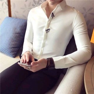 Áo sơ mi nam nam trơn phong cách Hàn Quốc