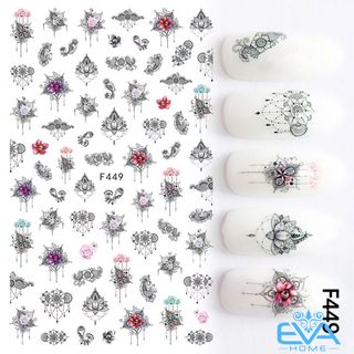 Miếng Dán Móng Tay 3D Nail Sticker Tráng Trí Hoa Văn Hoạ Tiết Bông Hoa F449 giá sỉ