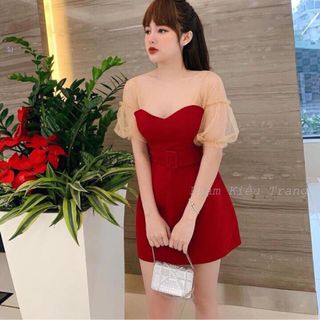 Đầm jum ren bi mút ngực kiểu dáng Hàn Quốc