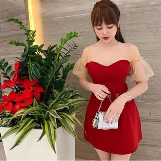 Đầm jum ren bi mút ngực kiểu dáng Hàn Quốc