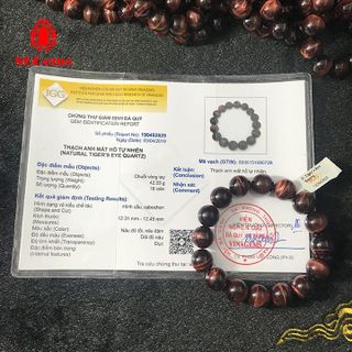 Vòng đá mắt hổ nâu đỏ 5A tự nhiên có kiểm định