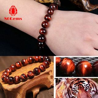 Vòng đá mắt hổ nâu đỏ 5A tự nhiên có kiểm định