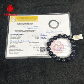 Vòng đá mắt hổ xanh đen 5A tự nhiên có kiểm định