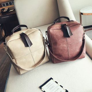 BST Xuân Hè 2019 Balo Nữ Form Vuông Da PU Trơn 4 Ngăn Kèm Dây Đeo Chéo BL17