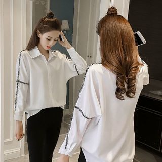 ÁO SƠ MI CÁNH DƠI TAY VIỀN CHỈ HN2986