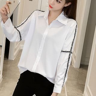 ÁO SƠ MI CÁNH DƠI TAY VIỀN CHỈ HN2986