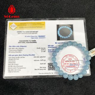 Vòng đá aquamarine tự nhiên 100 có kiểm định