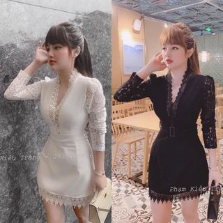 đầm body tay dài phối ren giá sỉ