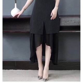 Đầm xòe cổ vest sang chảnh QC