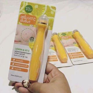 Cây lăn trị thâm mụn Baby Bright Lemon VitC Whitening Dark Spot Roller Serum 15ml