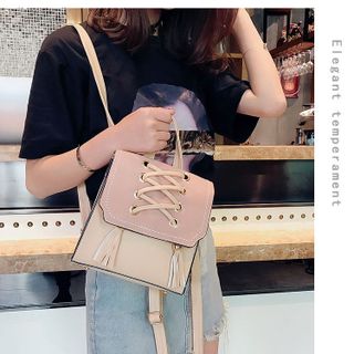Balo Nữ Retro Dây Đan Chéo Da PU Lộn Xu Hướng 2019 BL15