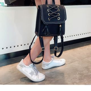 Balo Nữ Retro Dây Đan Chéo Da PU Lộn Xu Hướng 2019 BL15