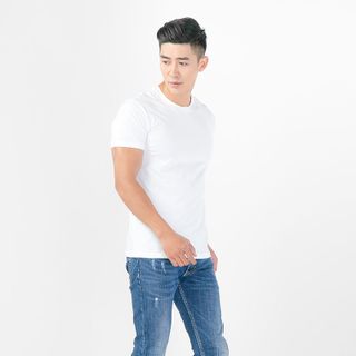 Áo thun trơn nam màu trắng