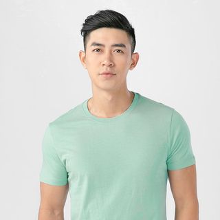 Áo thun nam cổ tròn 100 cotton màu xanh bạc hà giá sỉ