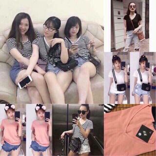 Áo thun cổ tim co dãn 4 chiều siêu mát