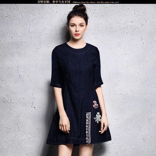 ĐẦM JEAN SUÔNG XÒE ĐÍNH ĐÁ HND1509 - 215