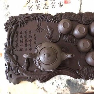 Khay Trà Gỗ Trạm Gia Đình Thuỷ Tộc