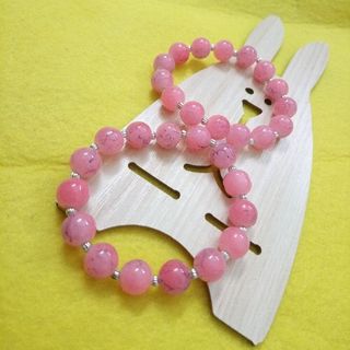 chuỗi đeo tay phong thủy hạt đá hồng 10li mix kim loại