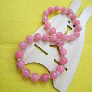 chuỗi đeo tay phong thủy hạt đá hồng 10li mix kim loại