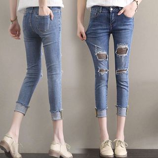Quần jean xịn nữ rách lót lướithiết kế bụi và ôm dáng chuẩn-119