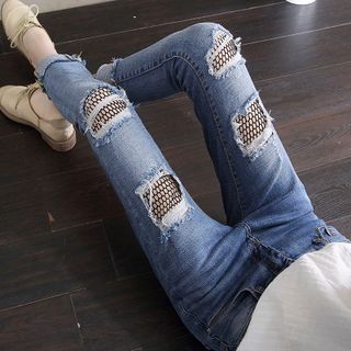 Quần jean xịn nữ rách lót lướithiết kế bụi và ôm dáng chuẩn-119