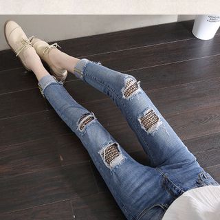 Quần jean xịn nữ rách lót lướithiết kế bụi và ôm dáng chuẩn-119