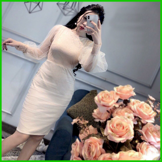 Đầm phối tay lưới