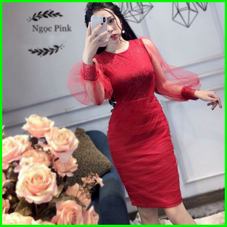 Đầm phối tay lưới