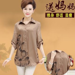 ÁO SƠ MI IN HOA CHO NỮ TRUNG NIÊN VÀ NGƯỜI GIÀ A140A