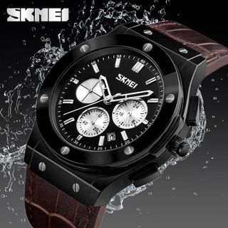 ĐỒNG HỒ SKMEI - SK043 Đồng hồ nam dây da SKMEI new đồng hồ nam kiểu HUBLOT SANG TRỌNG