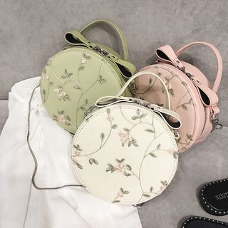 Túi hộp tròn đeo chéo thêu hoa siêu xinh N8901