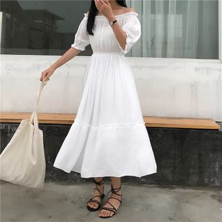 đầm trễ vai 2 màu thời trang
