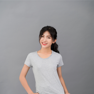 Áo thun trơn nữ 100 cotton xám
