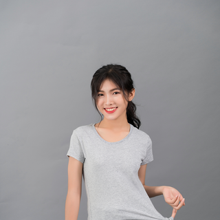 Áo thun trơn nữ 100 cotton xám