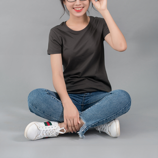 Áo thun trơn nữ Gold Rhino rêu đậm