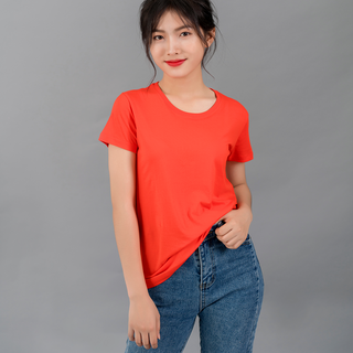 Áo thun trơn nữ 100 cotton cam