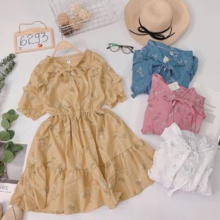 Đầm sô hoa Chất sô mát đẹp Form xoè phồng viền bèo cute
