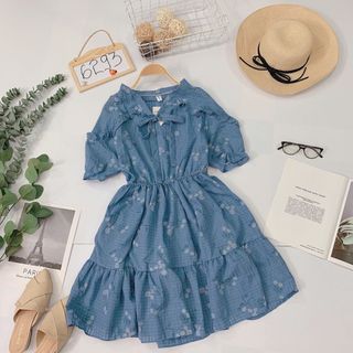 Đầm sô hoa Chất sô mát đẹp Form xoè phồng viền bèo cute