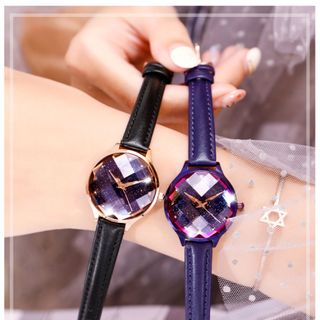 Đồng hồ nữ GUOU 66620 mặt kính khía góc cạnh bầu trời sao
