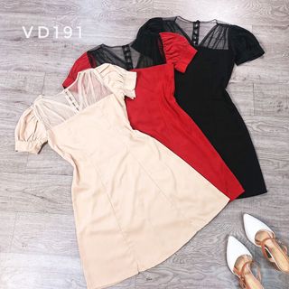 ĐẦM CỔ V PHỐI LƯỚI