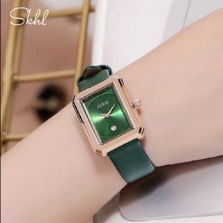 Đồng hồ nữ GUOU 6018 mặt chữ nhật đầy mê hoặc