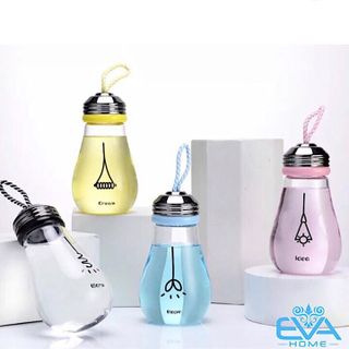 Bình Thủy Tinh Kiểu Dáng Bóng Đèn Dây Tóc Có Dây Xách 450 Ml