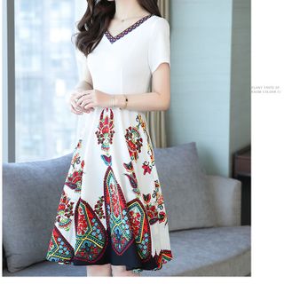 - ĐẦM XÒE IN HỌA TIẾT CỔ TIM DUYÊN DÁNG