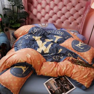 Bán Buôn Bộ Lụa Tencel Họa Tiết L V cam