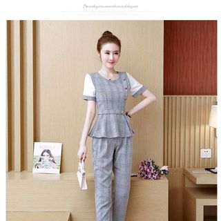 Sét bộ caro đính nút đẹp